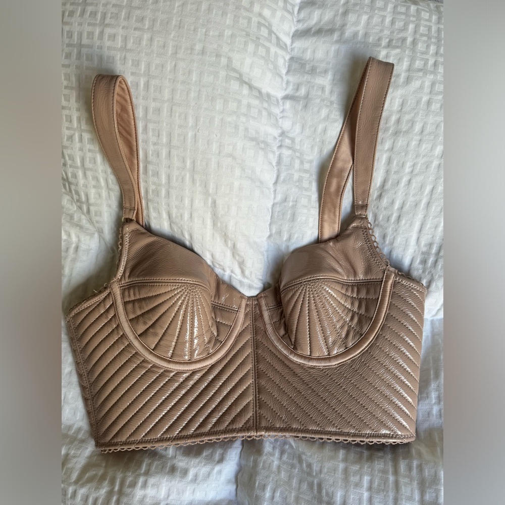 House of Cb leather crop top